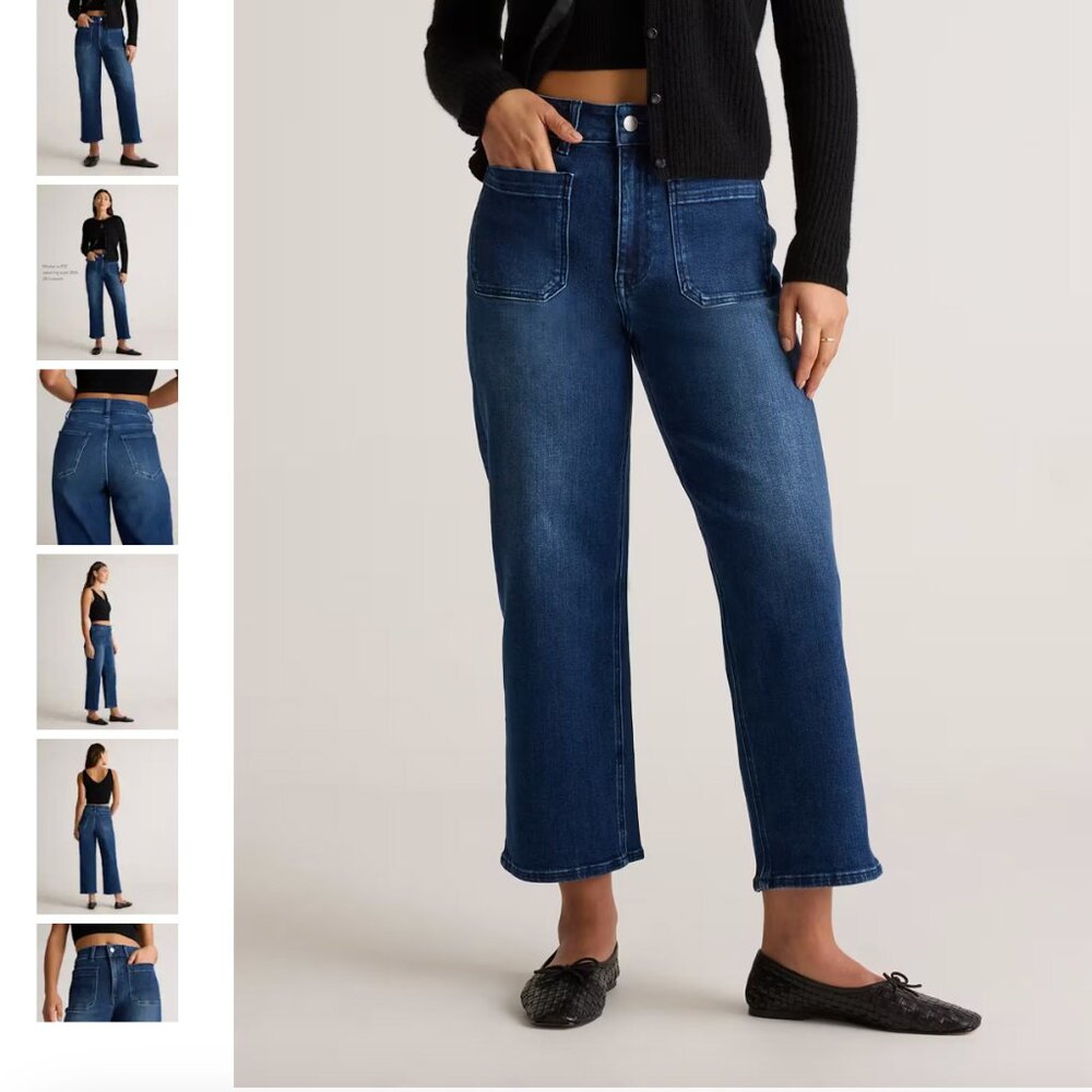 Quince Bella Stretch Patch Pocket Wide Leg Jeans NWT